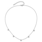 Sterling Silver RH-plated w/Micro Pave CZ Hearts With Extension ext Necklace
