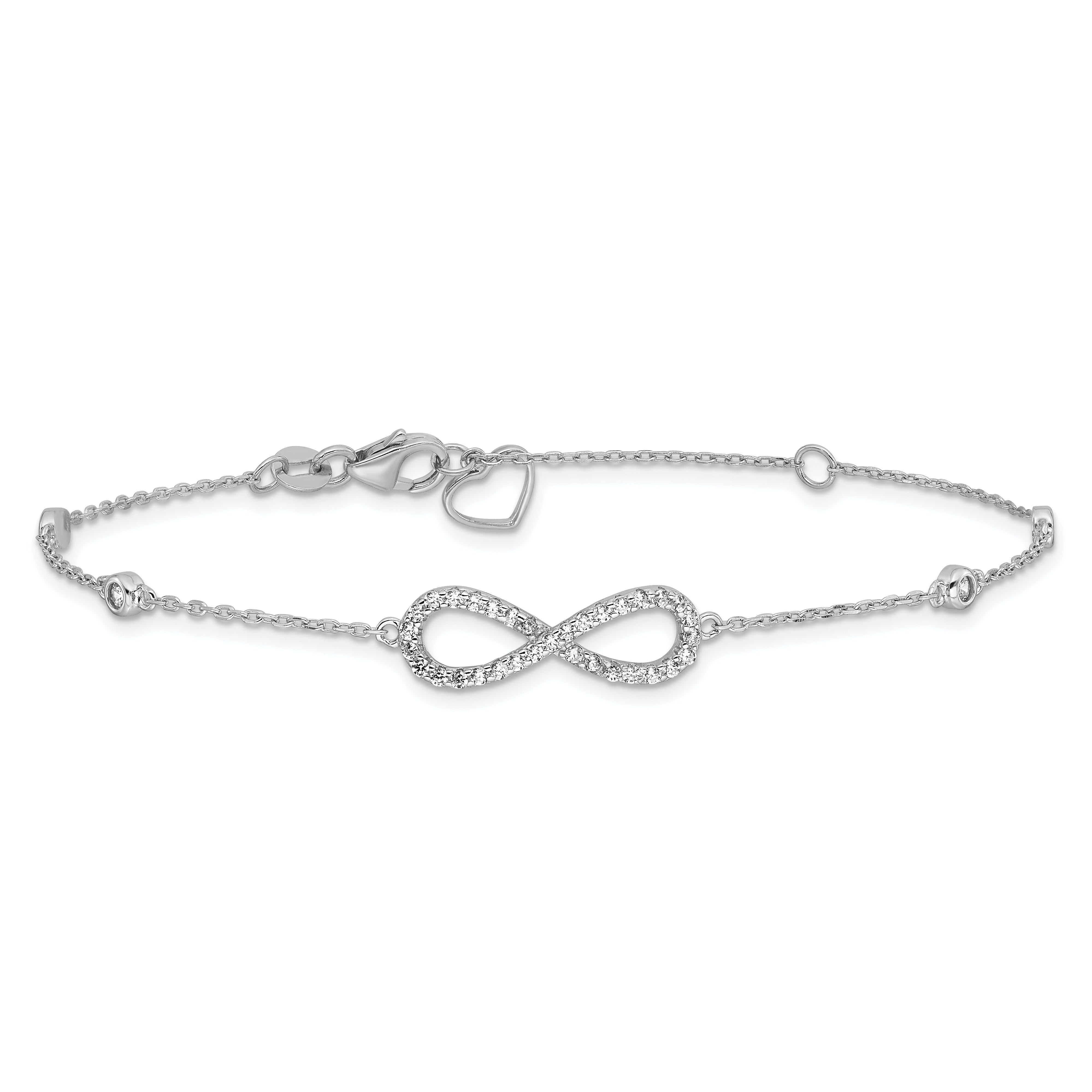 Sterling Silver RH-plate CZ Infinity Bracelet and Necklace Set Secondary image