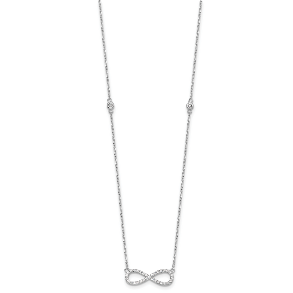 Sterling Silver RH-plate CZ Infinity Bracelet and Necklace Set