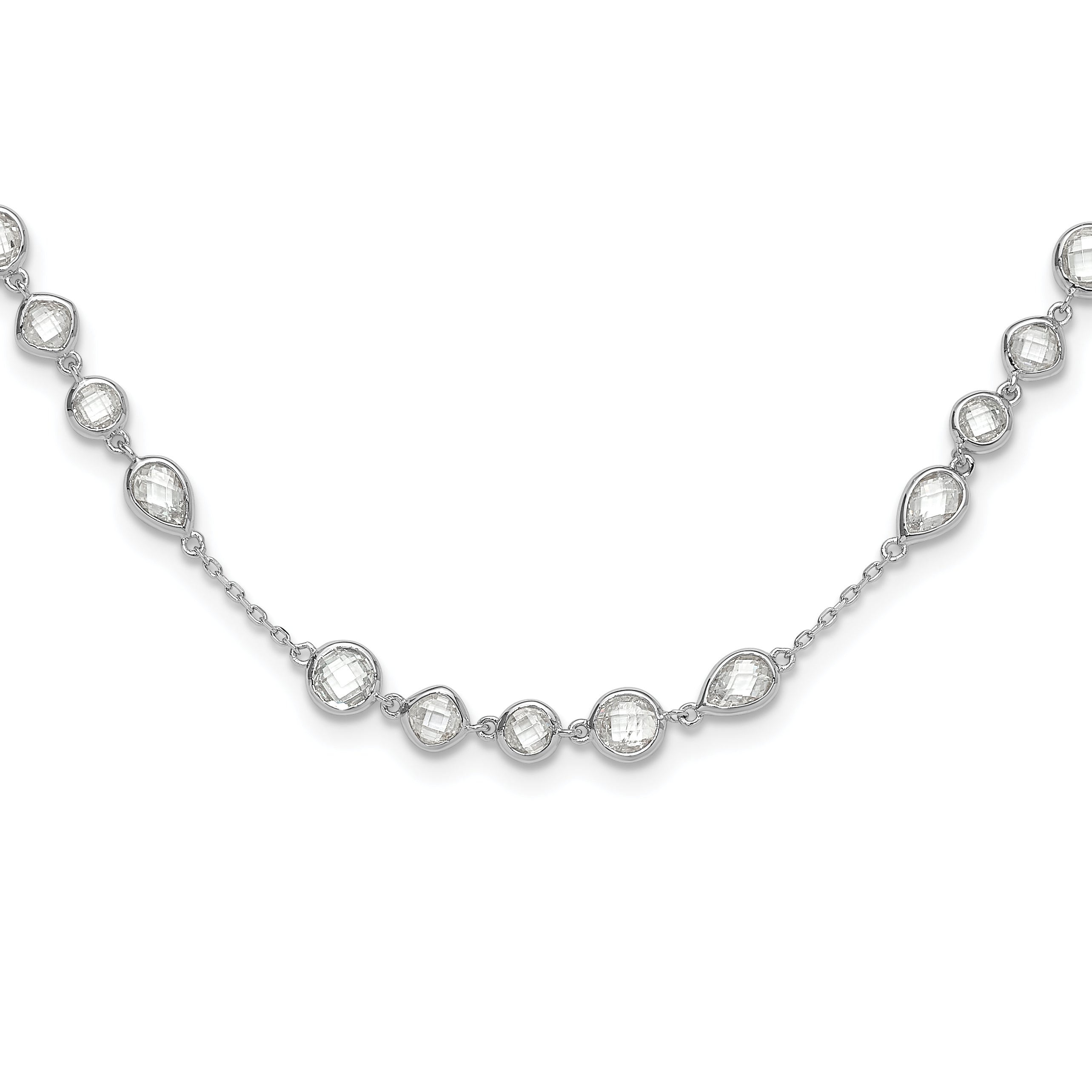 Sterling Silver Rhodium-plated Fancy CZ 18in Necklace Main image