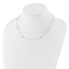 Sterling Silver Polished CZ 6 Station with 2in ext Necklace