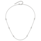 Sterling Silver Polished CZ 6 Station with ext Necklace