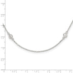Sterling Silver Polished CZ 6 Station with ext Necklace