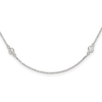 Sterling Silver Polished CZ 6 Station with ext Necklace
