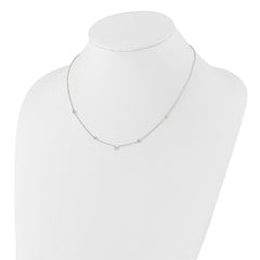 Sterling Silver E-coated CZ Stations 18in With 2in ext Necklace