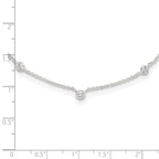 Sterling Silver E-coated CZ Stations 18in With 2in ext Necklace