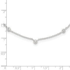 Sterling Silver E-coated CZ Stations 18in With 2in ext Necklace