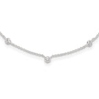 Sterling Silver E-coated CZ Stations 18in With 2in ext Necklace