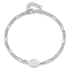 Sterling Silver RH-plated Miraculous Medal 7.25in With 1in ext. Bracelet