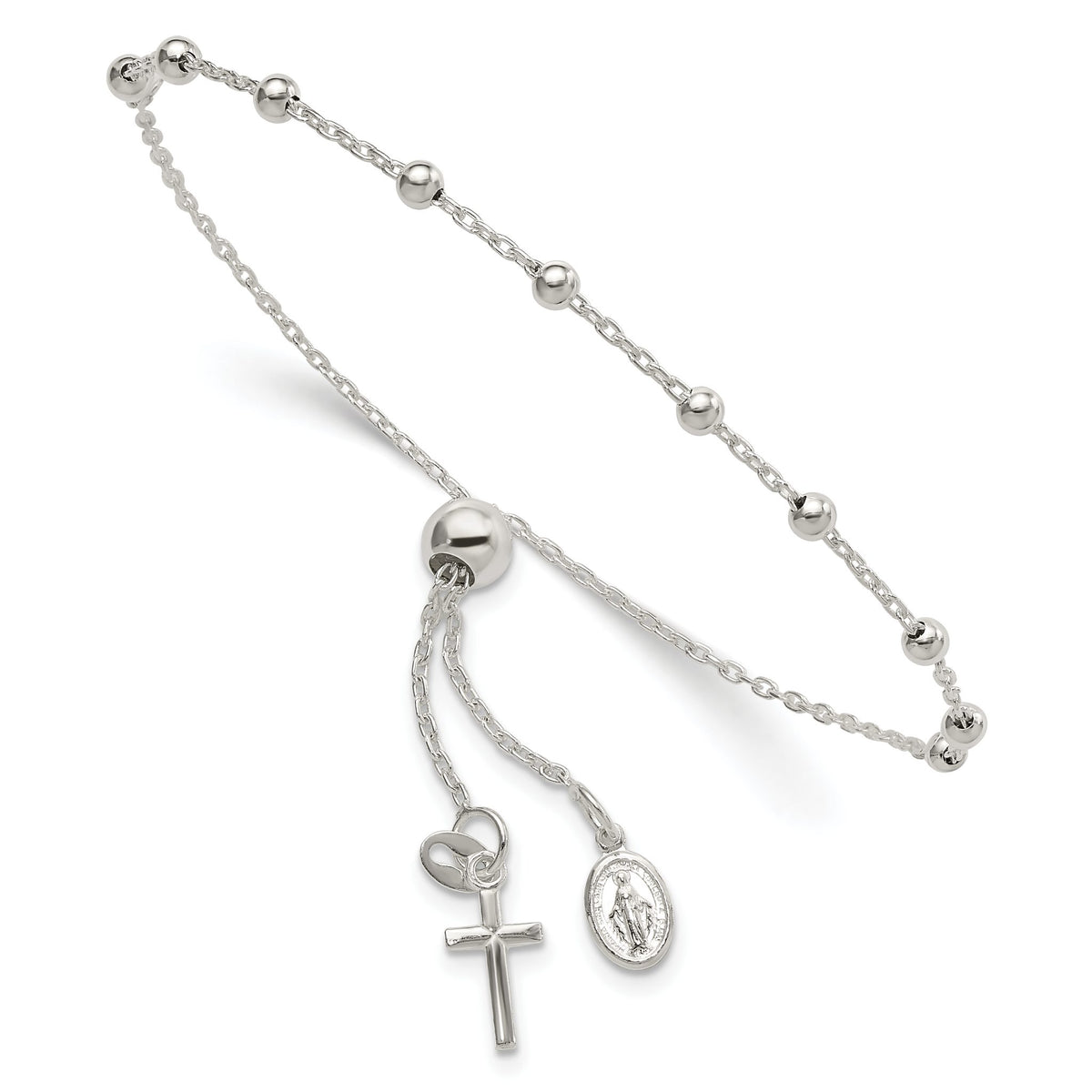 Rosary Bracelet in Sterling Silver, 3mm Adjustable - Sophia Jewelers Main image