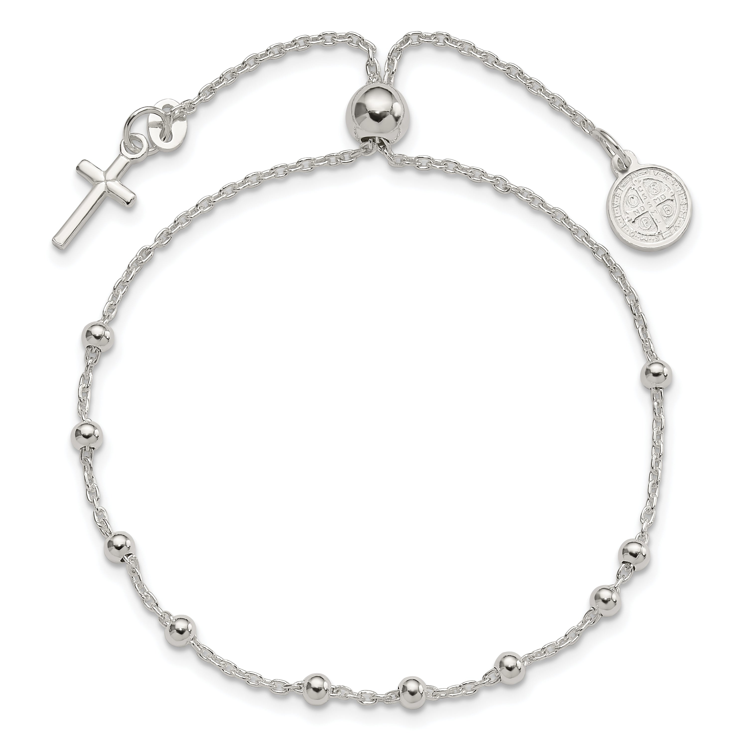 Sterling Silver St. Benedict Adjustable Rosary Bracelet Secondary image
