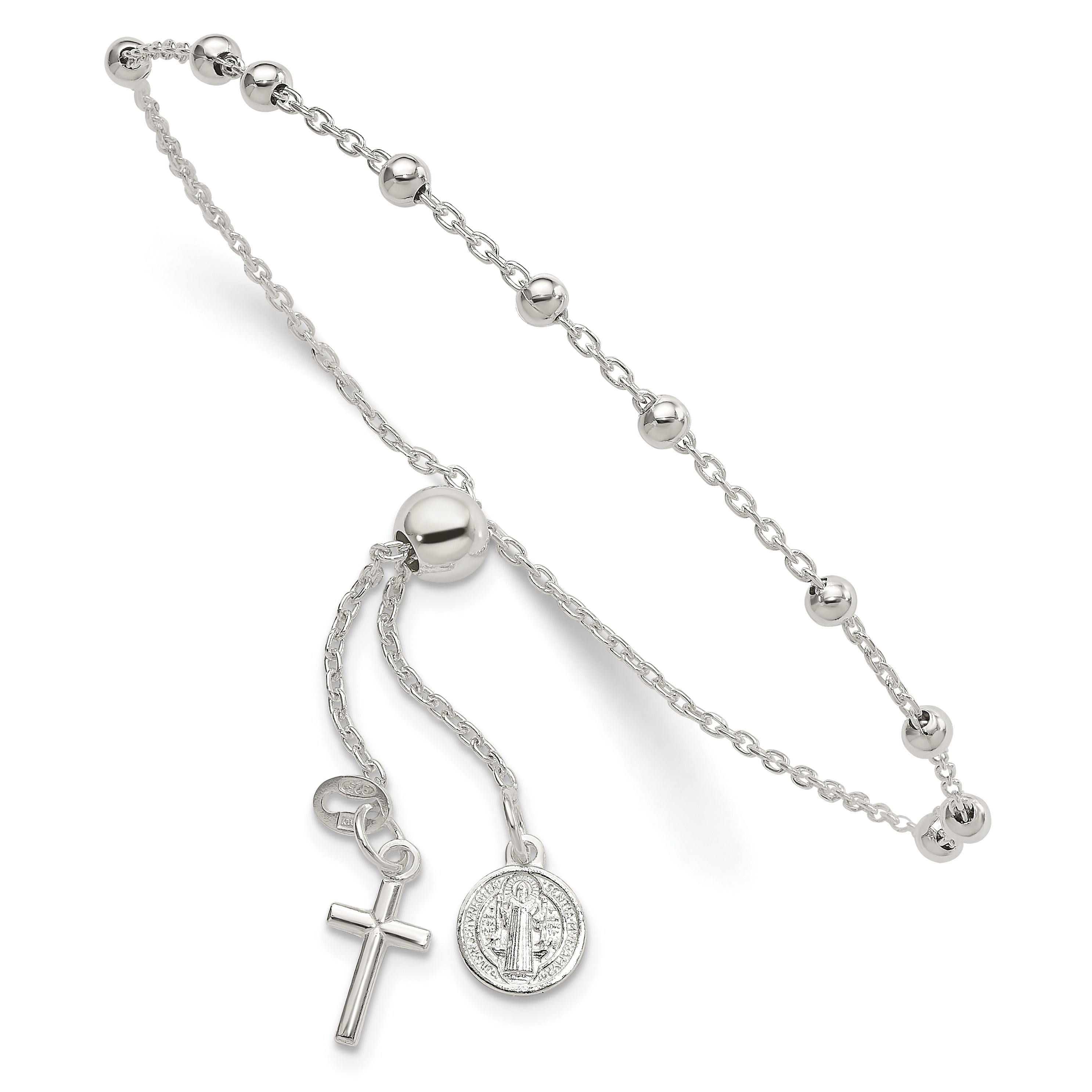 Sterling Silver St. Benedict Adjustable Rosary Bracelet Main image