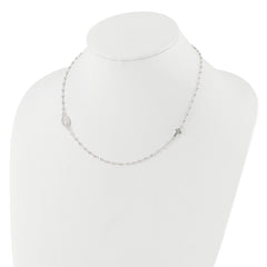 Sterling Silver Polished with CZ Cross and Miraculous Medal 18in Necklace