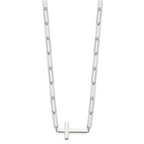 Sterling Silver E-Coated Cross Paperclip Link With 2 in ext Necklace