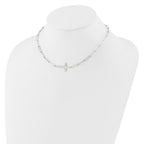 Sterling Silver E-Coated Cross Paperclip Link With 2 in ext Necklace