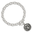Sterling Silver Oxidized Dangle GUARDIAN ANGEL Toggle Clasp Bracelet