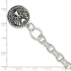 Sterling Silver Oxidized Dangle GUARDIAN ANGEL Toggle Clasp Bracelet