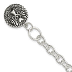 Sterling Silver Oxidized Dangle GUARDIAN ANGEL Toggle Clasp Bracelet