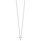 Sterling Silver Rhodium-plated CZ Cross With Extension ext. Necklace