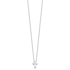 Sterling Silver Rhodium-plated CZ Cross 16in With 2in ext. Necklace