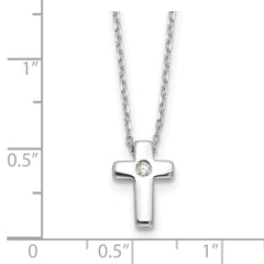 Sterling Silver Rhodium-plated CZ Cross 16in With 2in ext. Necklace