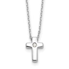 Sterling Silver Rhodium-plated CZ Cross With Extension ext. Necklace