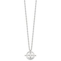 Sterling Silver E-Coating Movable/Spin Cross 16in With 2in ext Necklace