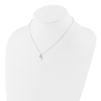 Sterling Silver Rhodium-plated CZ Crosses 16in With 2in ext. Necklace