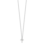 Sterling Silver Rhodium-plated CZ Crosses 16in With 2in ext. Necklace
