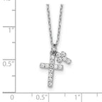 Sterling Silver Rhodium-plated CZ Crosses 16in With 2in ext. Necklace