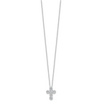 Sterling Silver Rhodium-plated CZ Cross 16in With 2in ext Necklace