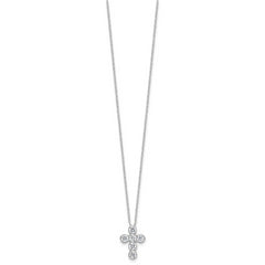 Sterling Silver Rhodium-plated CZ Cross 16in With 2in ext Necklace