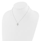 Sterling Silver Rhodium-plated CZ Cross 16in With 2in ext Necklace