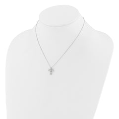 Sterling Silver Rhodium-plated CZ Cross 16in With 2in ext Necklace