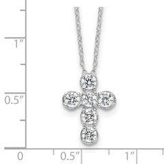 Sterling Silver Rhodium-plated CZ Cross 16in With 2in ext Necklace