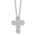 Sterling Silver Rhodium-plated CZ Cross 16in With 2in ext Necklace
