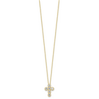 Sterling Silver Gold-tone CZ Cross 16in With 2in ext Necklace