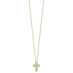 Sterling Silver Gold-tone CZ Cross 16in With 2in ext Necklace