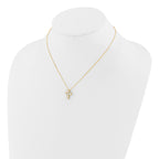 Sterling Silver Gold-tone CZ Cross 16in With 2in ext Necklace
