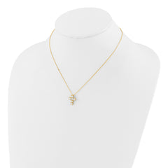 Sterling Silver Gold-tone CZ Cross 16in With 2in ext Necklace
