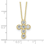 Sterling Silver Gold-tone CZ Cross 16in With 2in ext Necklace