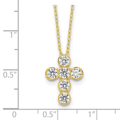 Sterling Silver Gold-tone CZ Cross 16in With 2in ext Necklace