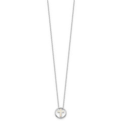 Sterling Silver RH-plated Created Opal Inlay Cross 16in With 2in ext Necklace