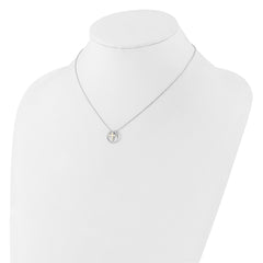Sterling Silver RH-plated Created Opal Inlay Cross 16in With 2in ext Necklace