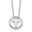 Sterling Silver RH-plated Created Opal Inlay Cross 16in With 2in ext Necklace