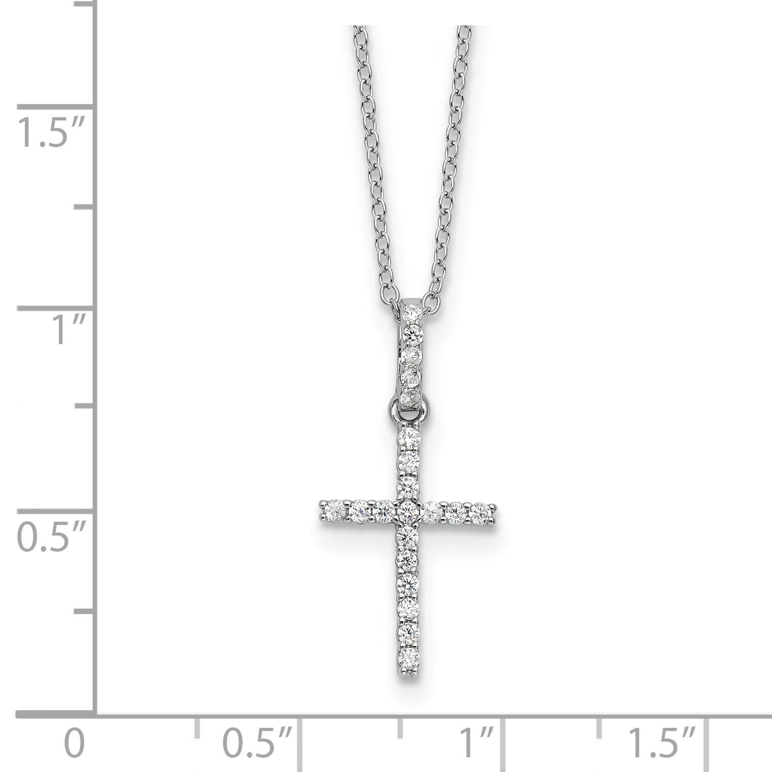 Sterling Silver Rhodium-plated CZ Cross Necklace Secondary image