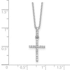 Sterling Silver Rhodium-plated CZ Cross Necklace