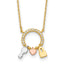 Sterling Silver Rhodium-Platedod-plated Gold/Rose-tone CZ Key/Lock/Heart With 2 Inch Extention Neck