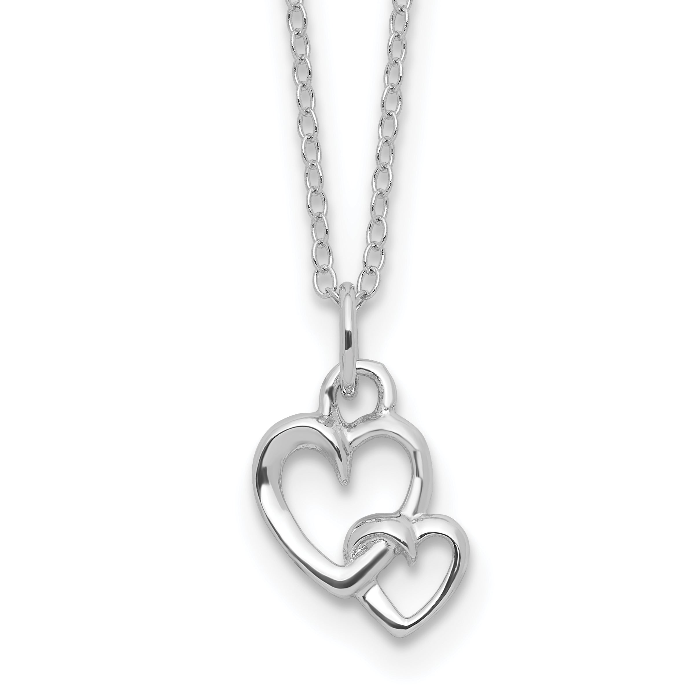 Sterling SilverRhodium-Rhodium-Plated  Intertwined Heart 16in With 2 Inch Extention Necklace Main image