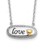 Sterling Silver w/14k accentRhodium-Rhodium-Plated Enamel LOVE w/2in. ext Necklace